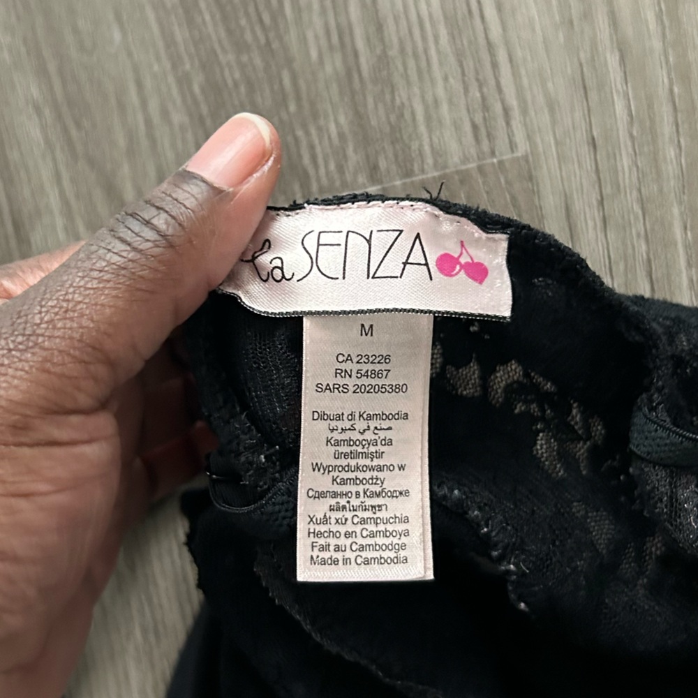 La SENZA Black Badydoll Dress/Top with Pink Lace Details - Picture 2 of 3